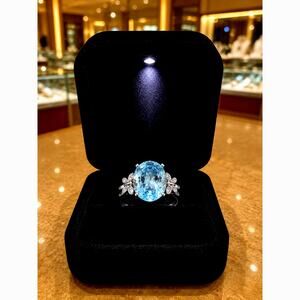Inlaid Jade Sapphire Combination Ring Size 6